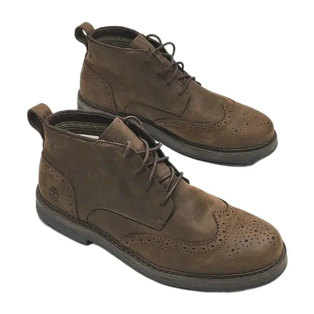 Timberland Boots Ankle Squall Canyon Wing Tip Chukka Men Sz 10 Brown Waterproof